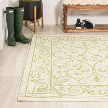 Charleston Vintage Filigree Textured Weave Indoor/outdoor Area Rug